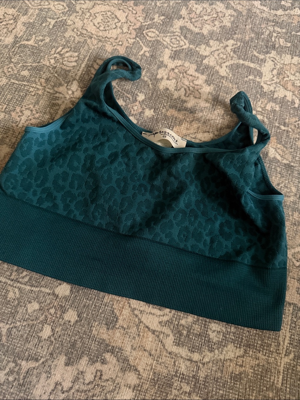 Teal Leopard Print Lounge Sports Bra